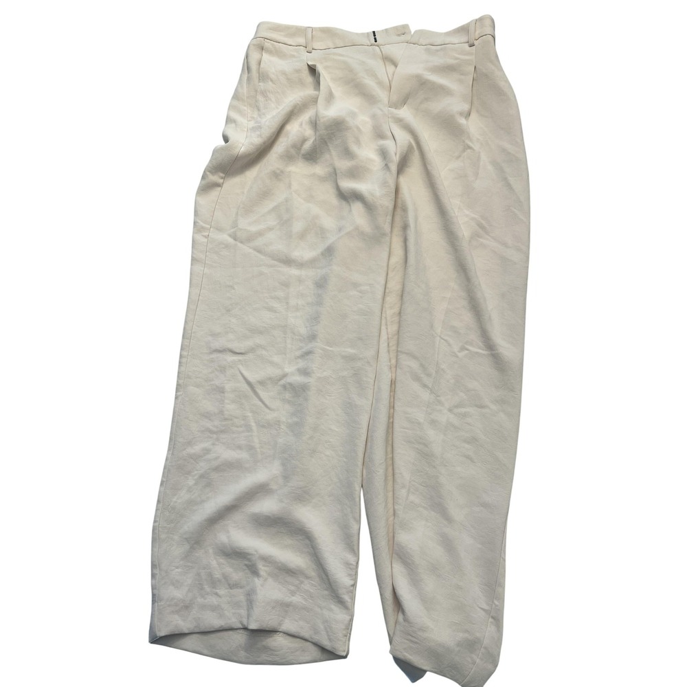 A New Day Pants Womens 14 Regular White Beige Pleated Elastic‎ Back Trousers